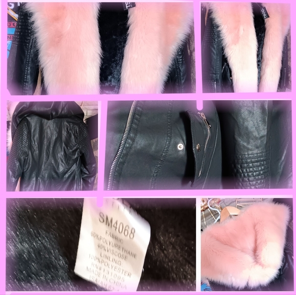 Beula "PinkPanther" Large Winter jacket  100% vegan (faux fur & simili leather) - Picture 2 of 12
